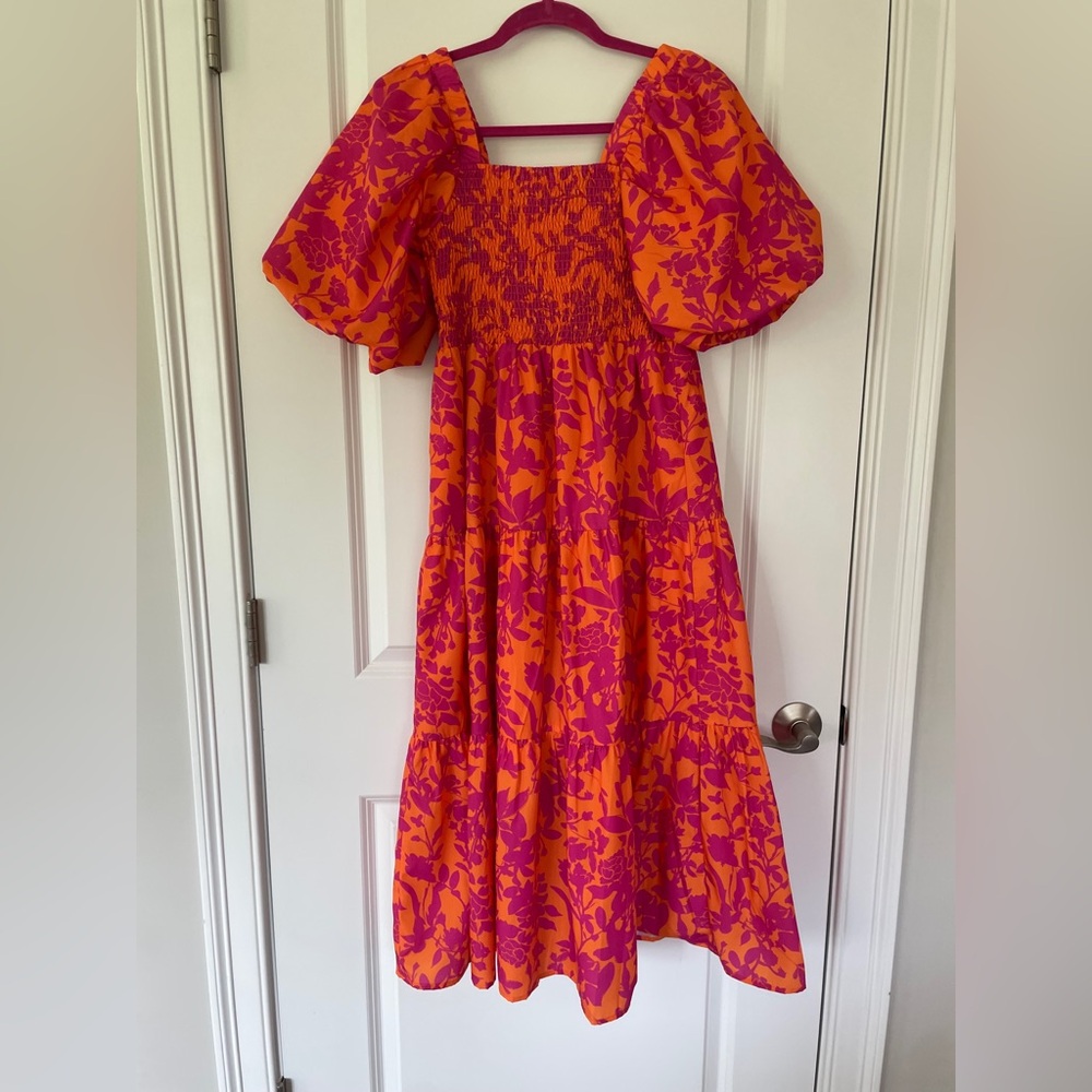 NWOT THML Vibrant Orange and Pink Dress